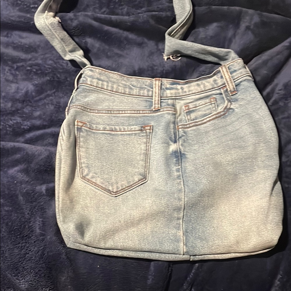 Light Blue handmade Denim Crossbody Bag